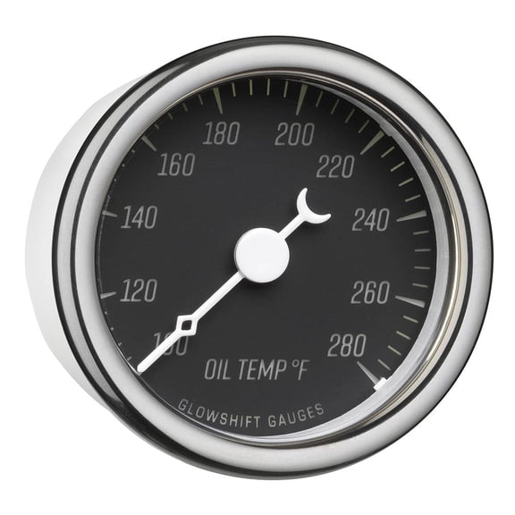 GlowShift | Classic Series Black 2-1/16" (52mm) Electronic Oil Temp Gauge for Cars and Trucks