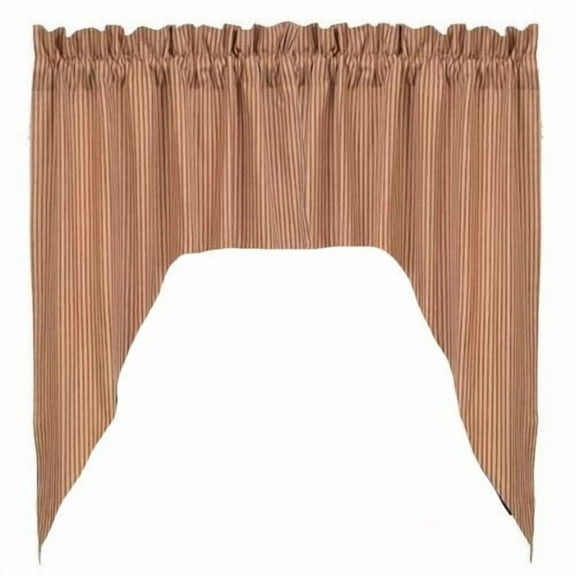 Home Collection by Raghu York Ticking Barn Red and Nutmeg Swag, 72 by 36"