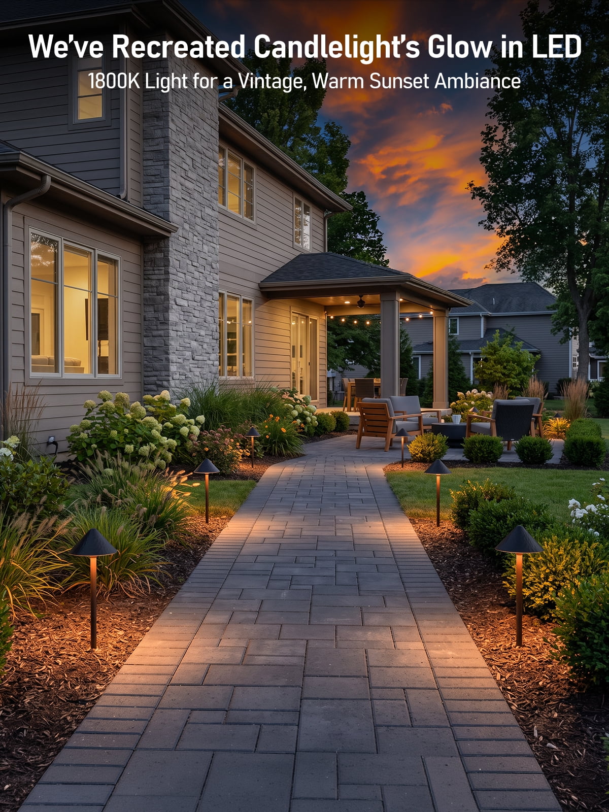 4 Pack 12-24V AC/DC 3W LED Landscape Lights, IP65 Waterproof Pathway Lights, CRI90, ETL Certified, Gold Edged Black Aluminum Housing, 1800K/2700K/3000K/4000K/5000K Selectable