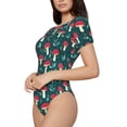 thumbnail image 2 of Naloa Amanita Mushroom Women's Short-Sleeved Onesie, One-Piece Swimsuit for Parties, dates, clubs - X-Large, 2 of 9