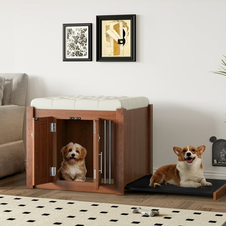Wooden Side Table Dog Kennel 2 In 1 Night Stand With Storage