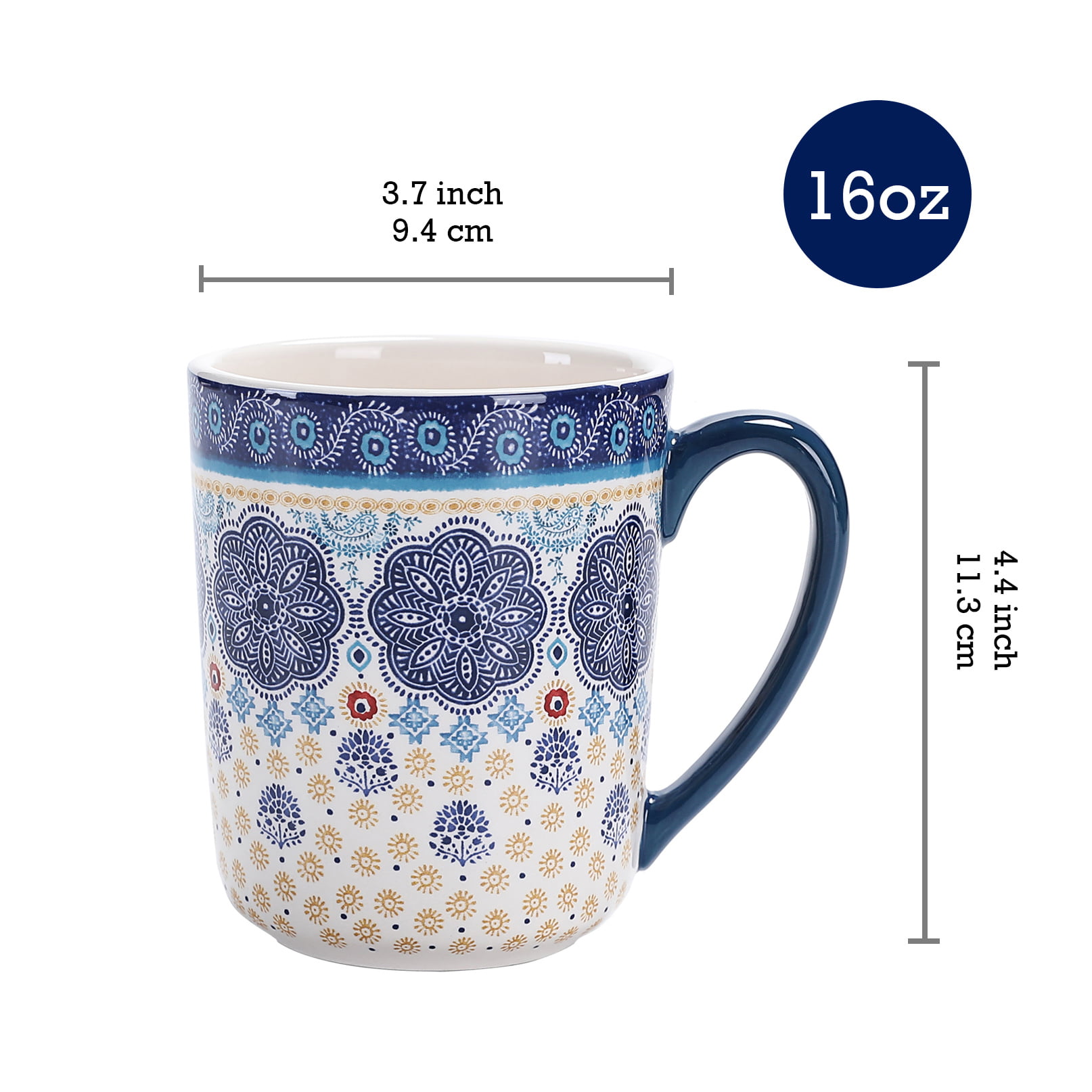 Talavera Blue & White Hand-Painted Clay 8 oz Mug - Set of 4 – CasaQ