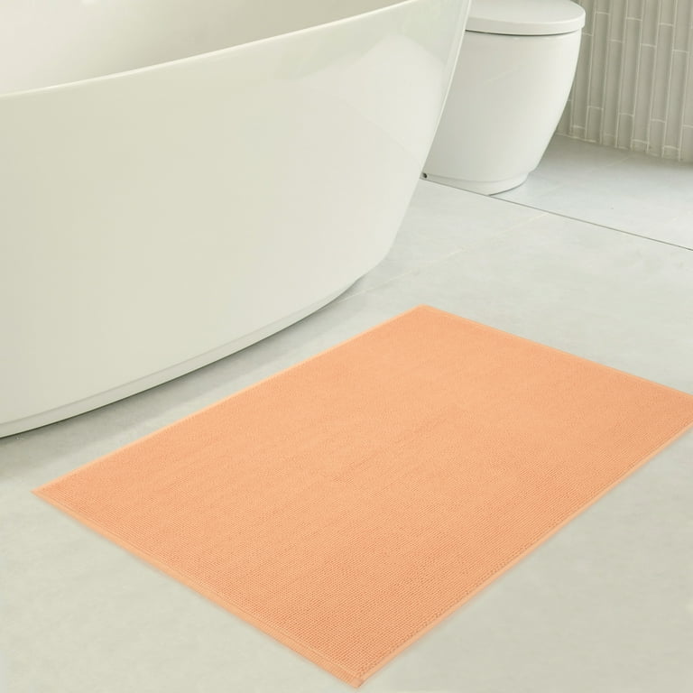 American Soft Linen Bath Mat Non Slip, 20 inch by 34 inch, 100% Cotton Bath  Rugs for Bathroom, White