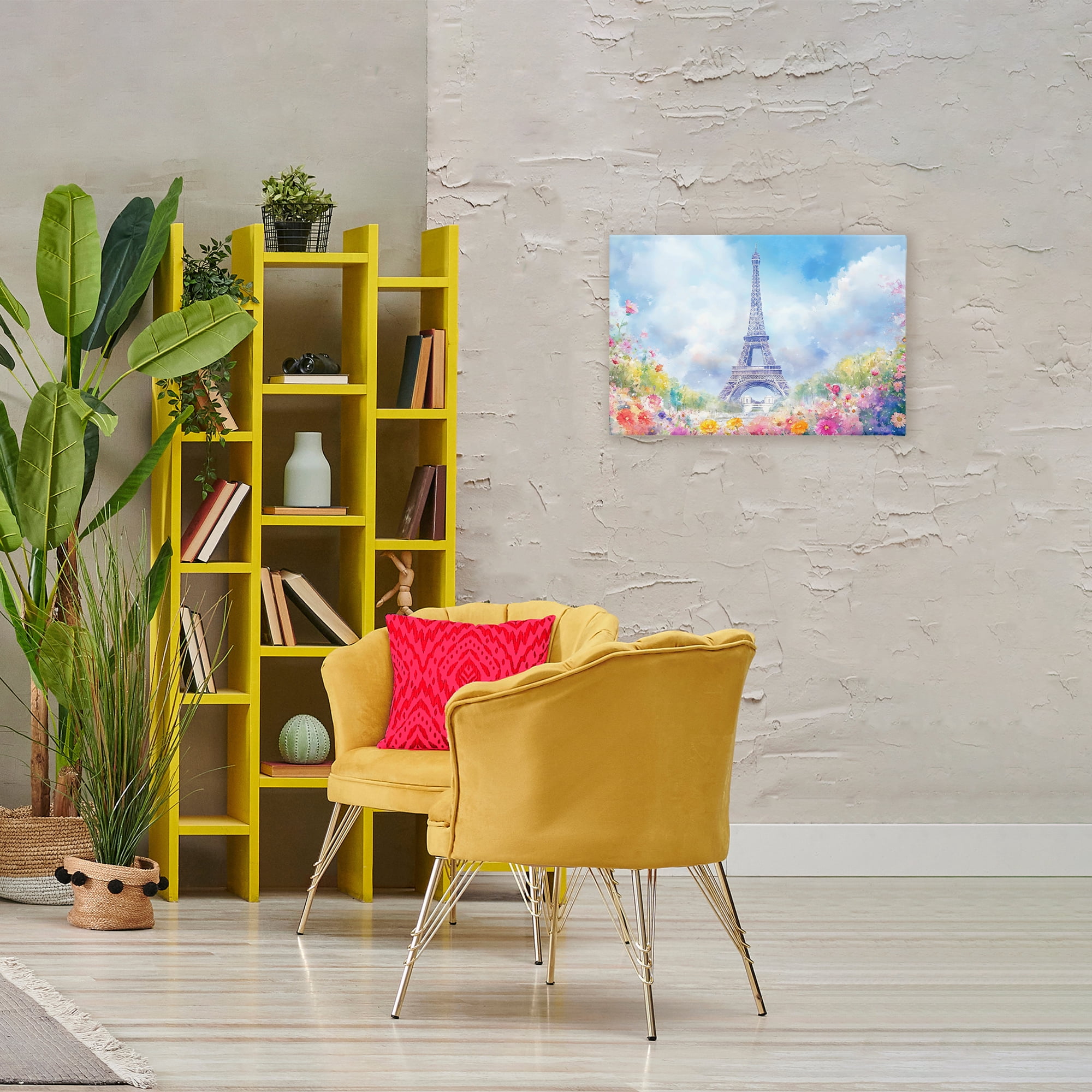 Stupell Industries Rainbow Spring at Eiffel Tower Canvas Wall Art, design by Creative Studio