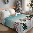 thumbnail image 3 of Christmas Flannel Blanket for Bed,Travel and Camping, Snowman Checked Xmas Tree Snowflake Teal Ombre Super Soft Cozy Blanket for All Seasons 40"x60", 3 of 9