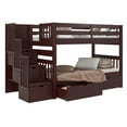 thumbnail image 3 of Bedz King Stairway Bunk Beds Twin over Twin with 3 Drawers in the Steps and 2 Under Bed Drawers, Dark Cherry, 3 of 10