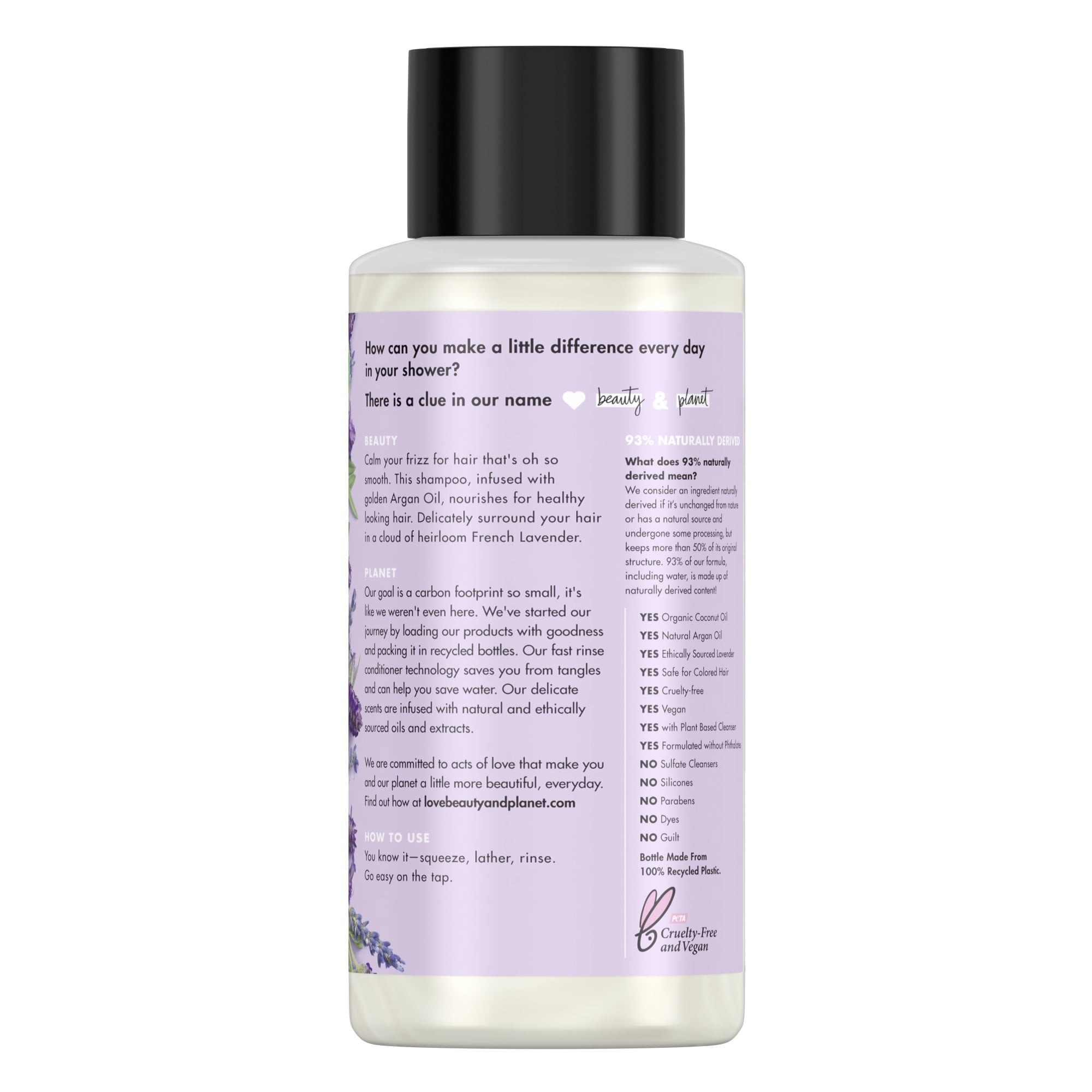 Love Beauty and Planet Argan Oil and Lavender Sulfate Free Shampoo 13.5 fl oz