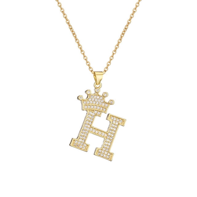 Qarigey InitialNecklacePendantEnglish Letter A to Z Modern Crystal Birthday Valentine'sDay Jewellery Chain Charm Ropa, zapatos y accesorios Miscelánea H 1