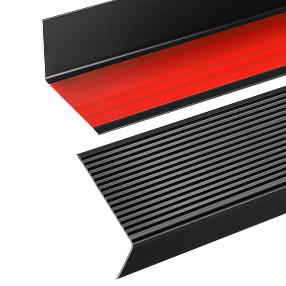 Black 48" Metal Stair Nosing, Heavy-Duty Aluminum Self-Adhesive Stair Edge Protector for Indoor/Outdoor Stairs, Non-Slip Tread Cover, L- Molding(48 x 1.2 x 2 in, 2Pcs)