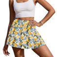 thumbnail image 3 of HELLHERO Soft Tennis Skirt for Golf Vacation, Lemon Floral Print Polyester Spandex Built-in Shorts Athletic Skort 2 Side Pockets, 3 of 9