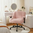 thumbnail image 6 of Romorgniz Criss Cross Chair with Adjustable Arms & Lumbar Support Vanity Chair with Reclining Back, Thick Cushion & Wheels for Office, Gaming, Reading, Vanity, Pink, 6 of 8