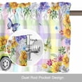 thumbnail image 6 of Spring Floral Valance Curtain for Windows Green Truck Watercolor Colorful Flowers Butterfly Rainbow Plaid Rod Pocket Curtain Valances Short Window Treatments for Kitchen Bathroom Laundry 60 x 18 Inch, 6 of 9