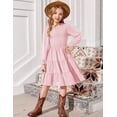thumbnail image 5 of Arshiner Girls Dress Fall Boho Long Sleeve Shirred Smocked Tiered Party Dresses with Pockets, 5 of 6