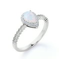 thumbnail image 4 of JeenMata Anillo de Compromiso Curvo Exclusivo con Ópalo en Forma de Pera y Moissanita de 1,75 Uds en Oro Blanco de 18 K sobre Plata, 4 of 6