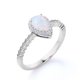 thumbnail image 5 of JeenMata Anillo de Compromiso Curvo Exclusivo con Ópalo en Forma de Pera y Moissanita de 1,75 Uds en Oro Blanco de 18 K sobre Plata, 5 of 6