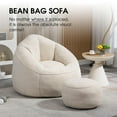 thumbnail image 3 of DreamBuck Bean Bag Chair for Adult, Microfiber Upholstered Bean Bag Sofa with Petal Back, Shell-Shaped Beanbag Chair with Footstool, Memory Foam Stuffed Lazy Sofa for Living Room, Bedroom (Beige), 3 of 7