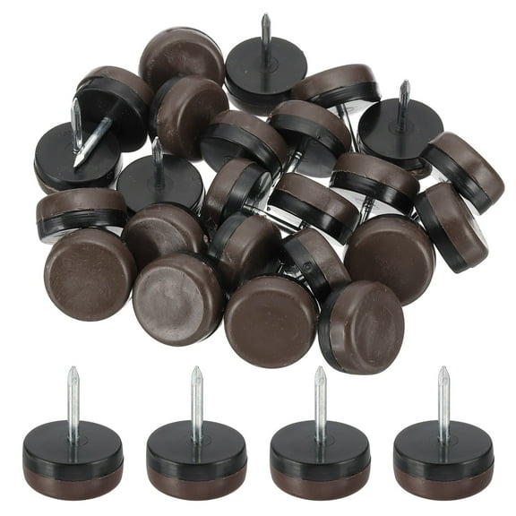 0.87" Dia Chair Slides, 24 Pcs Nail on Furniture Glides for Wooden Furniture, Table Feet, Carpet and Hardwood, Brown