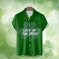 thumbnail image 2 of PMUYBHF Male Men's St Patrick's Day Clothing Mens St. Day Santa Digital 3D Printing Short Sleeve Lapel Button Shirt Top AG XXXL, 2 of 3