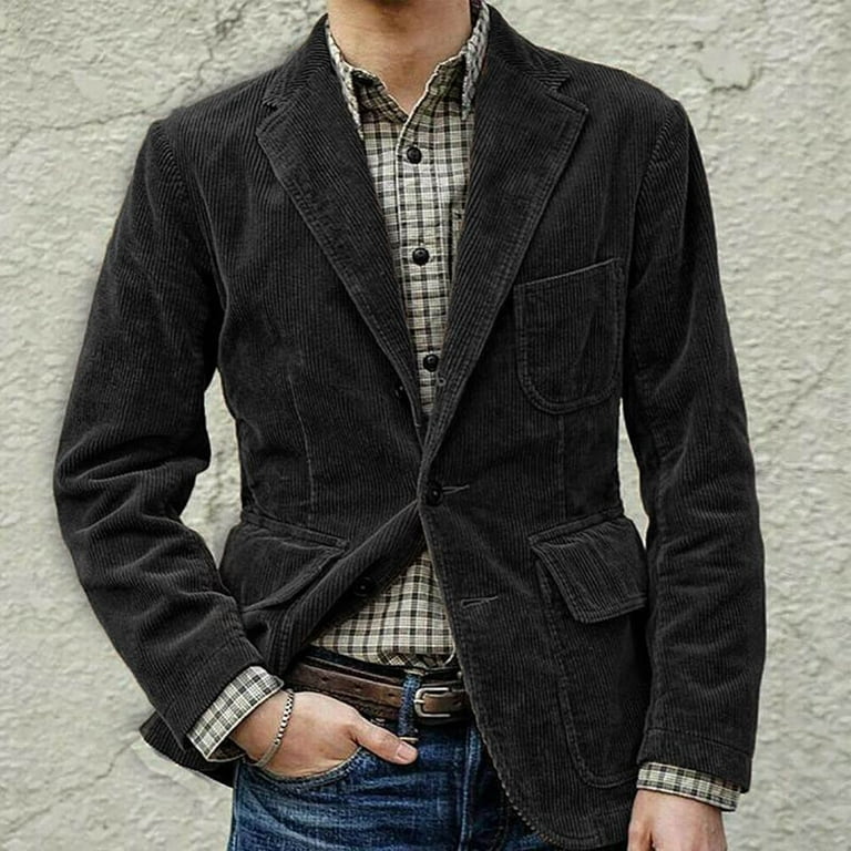 Vintage Corduroy Suit Blazer Jacket Casual Lapel Long Sleeve Open Front Blazers Work Office Outwear - Walmart.com