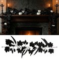 thumbnail image 4 of Halloween Black Maple Leaf Decor, Realistic Artificial Leaf Garland, Gothic Hanging Foliage Accent, Door Mantel Wall Party Display, Spooky Seasonal Holiday Decoration, 4 of 9