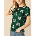 thumbnail image 2 of INSPIRE CHIC Women's Short Sleeve Contrast Cartoon Cat Pet Print Tee Ringer T-shirt Tops, 2 of 4