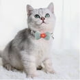 thumbnail image 3 of Feelers Cat Collar with Bow & Bell, Flower Embroidery Decoration Collars, 1 Pack, Blue, 3 of 4