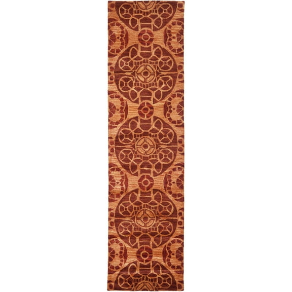 SAFAVIEH Wyndham Louise Medallion Wool Runner Rug, Cinnamon, 2'3" x 7'