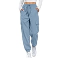 thumbnail image 2 of Samdudou Womens Cargo Pants Joggers with Drawstring Waistband Elastic Cuffs and Flap Pockets Casual Outdoor Hiking Trousers for Ladies and Teen Girls, 2 of 9