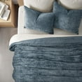 thumbnail image 3 of EVERGRACE Velvet Quilt Set King Size, Luxurious Soft Striped Channel Bedding Set, Lightweight Velvet Comforter for All Season, Oversized Bedspread Coverlet with 2 Matching Shams, Stormy Blue, 3 of 8