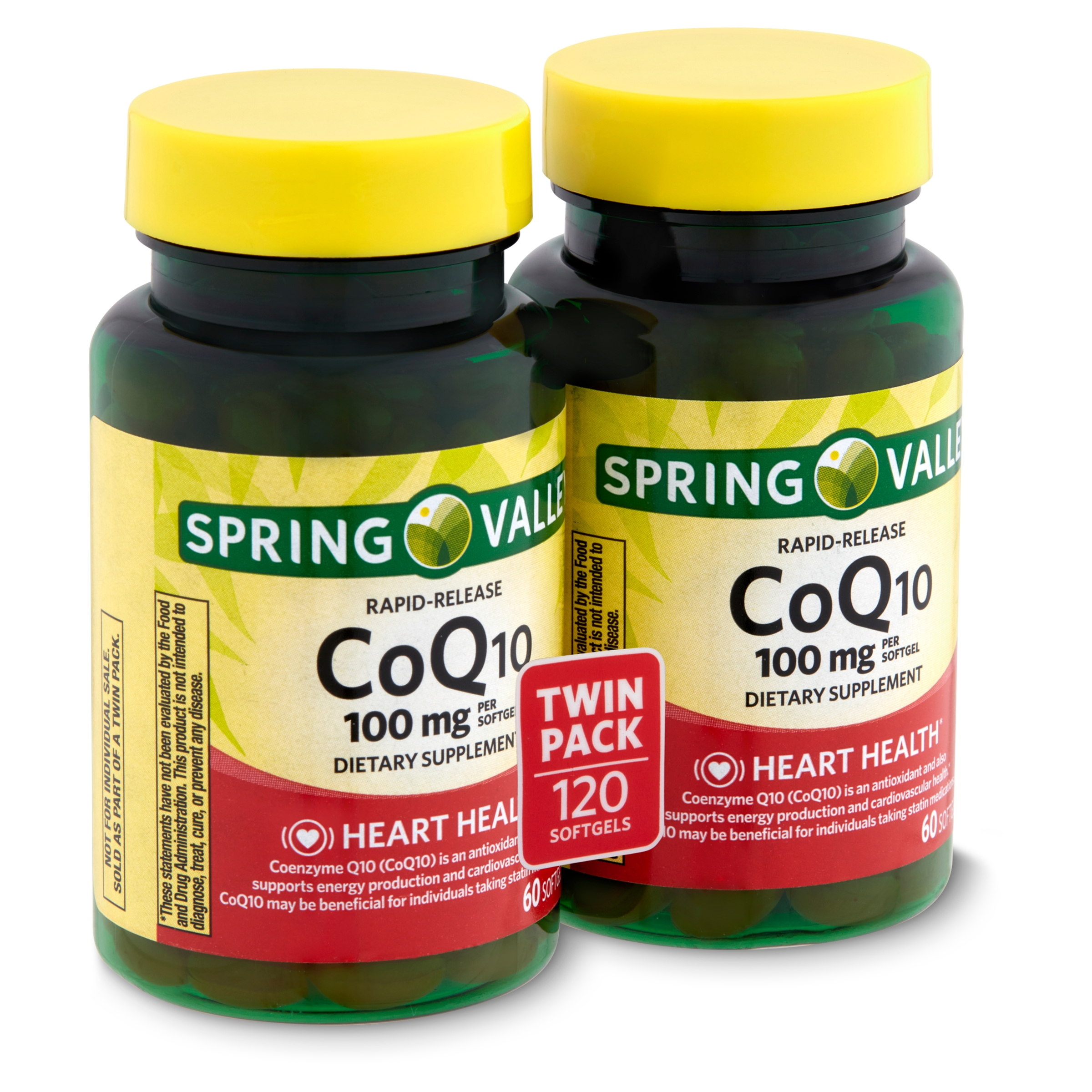 Spring Valley Rapid-Release CoQ10 Dietary Supplement 100mg Softgels, 60 Count, 2 Pack - image 6 of 8