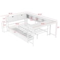 thumbnail image 2 of AENKYO Twin Size Corner Daybed with Desk & Storage, Reversible LED Bed Frame with Charging Station & Drawers, White, 2 of 8