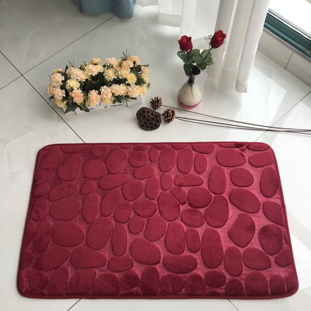 Alfombra de baño con relieve de adoquines, felpudo antideslizante para suelo de bañera, ducha, espuma viscoelástica