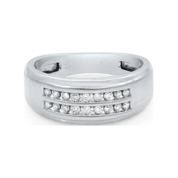 10k White Gold  Round Cut Diamond Men's Wedding Band Ring 0.36cttw Size 10