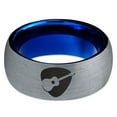 thumbnail image 2 of Tungsten Yin Yang Pick Acoustic Guitar Band Ring 8mm Men Women Comfort Fit Blue Dome Brushed Gray Polished, 2 of 4