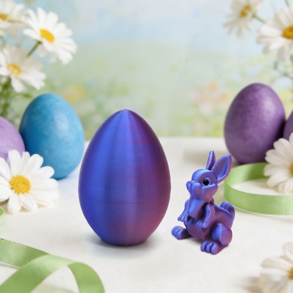 Fesfesfes 3D Printed Easter Eggs Set with Articulated Rabbits Inside,Prefilled Surprise Eggs for Easter Basket Stuffers,Reusable Collectible for Easter Egg Party Favors
