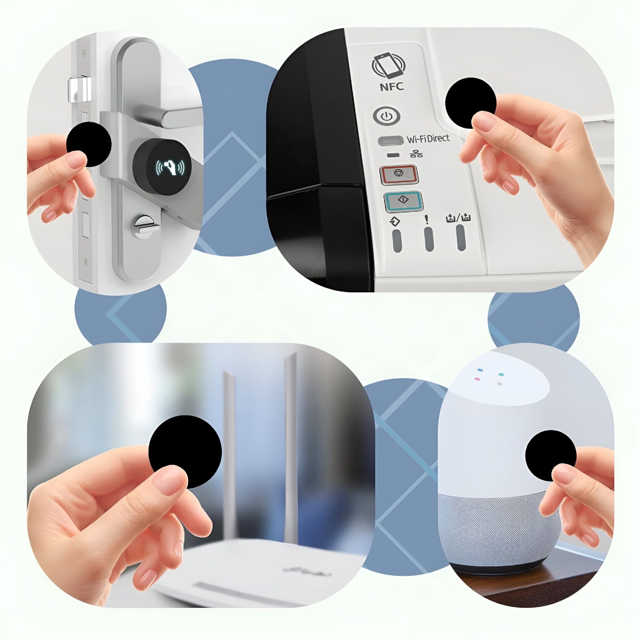 GJX NFC Tags NTAG215, NFC Coins, Black NFC Stickers Round 13.56MHz NFC Chip with Adhesive Back, Compatible with NFC Enabled Phones - Black NFC Coin (With Adhesive) 25mm - 100 Pcs