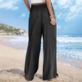 thumbnail image 6 of QATAINLAV Wide Leg Pants for Women Drawstring Elastic Waist Casual Lounge Trousers Solid Color Loose Fit Flowy Palazzo Pants with Pockets Streetwear Gray XXL Ofertas en Walmart, 6 of 7