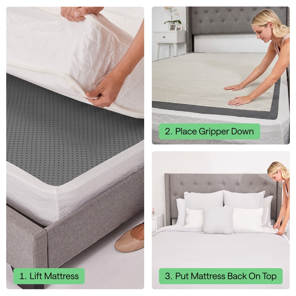 GORILLA GRIP Mattress Slide Stopper and Gripper, Keep Bed Topper Pad from Sliding, Queen