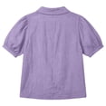 thumbnail image 5 of Babysbule Women Peter Pan Collar Henley Puff Short Sleeve Blouse Loose Fit Casual Top for Summer Travel Weekend Daily Outfits, 5 of 8