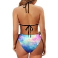 thumbnail image 6 of Uourmeti Women's Galaxy Nebula Halter Triangle Bikini Set - Sexy Tie Side Two Piece Swimwear with Stretchy Fabric for Beach Vacation & Pool Party, 6 of 9