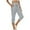 Gray, variant on Women Low Rise Tight Capri Pants, Solid Drawstring Button Elastic Waist Convenient Side Storage Pockets Daily Bottoms Gray XXXXL