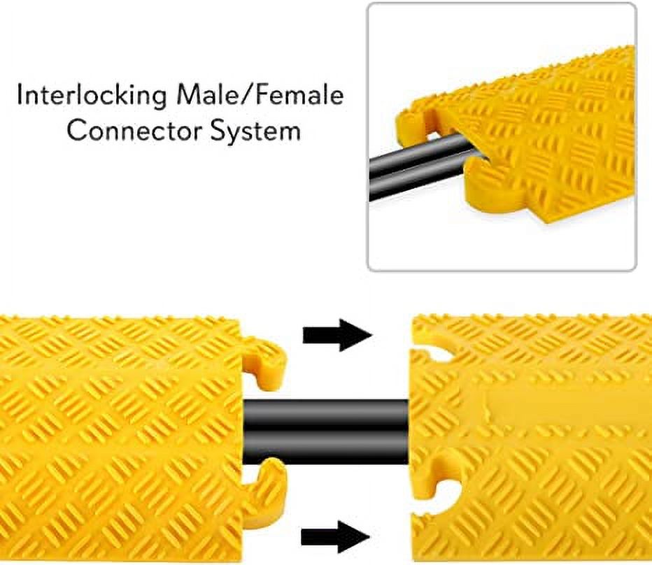 Pyle Durable Cable Protection Ramp Cover Supports 11000lbs Single Channel Heavy Duty Hose, Yellow