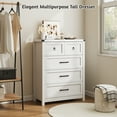 thumbnail image 3 of VEANERWOOD White Tall Dresser Wood 6 Drawer Dressers for Bedroom, Modern Wood Chest of Drawers with Metal Handle, Storage Cabinet for Living Room, Hallway, 3 of 7