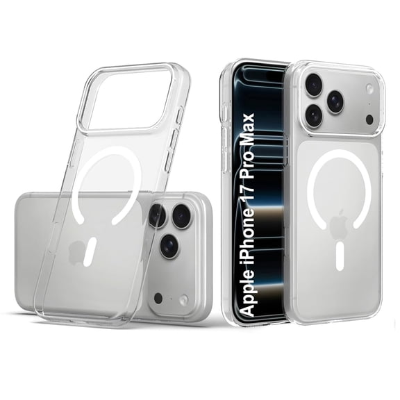 MagSafe Magnetic Clear Case for iPhone 17 Pro Max | Shockproof Transparent Back Cover with Camera Guard, Soft TPU Bumper & Wireless Charging Compatible