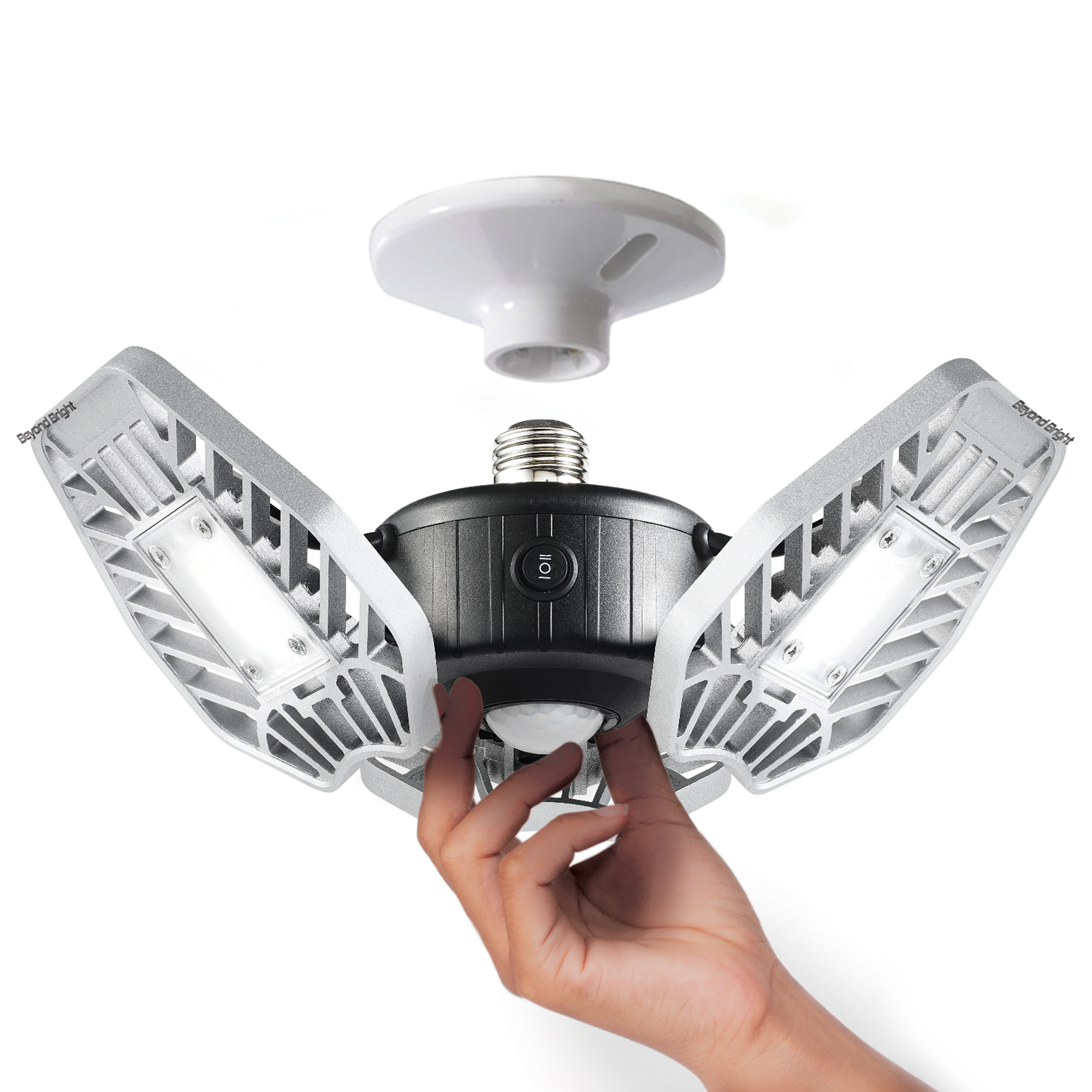 Beyond Bright Garage Light Ultra Bright LED, Motion Activated, Beam Angel  270 Degrees