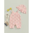 thumbnail image 4 of Cenuakty Infant Girl Romper Flower Print Sleeveless Cami Jumpsuits Newborn Clothes Baby Bodysuits with Hat, 4 of 8