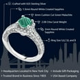 thumbnail image 3 of Gem Stone King 925 Sterling Silver Green Malachite and White Created Sapphire Ring for Women (2.08 Cttw, Cushion 6MM, Gemstone Birthstone, Available in Size 5, 6, 7, 8, 9), 3 of 6