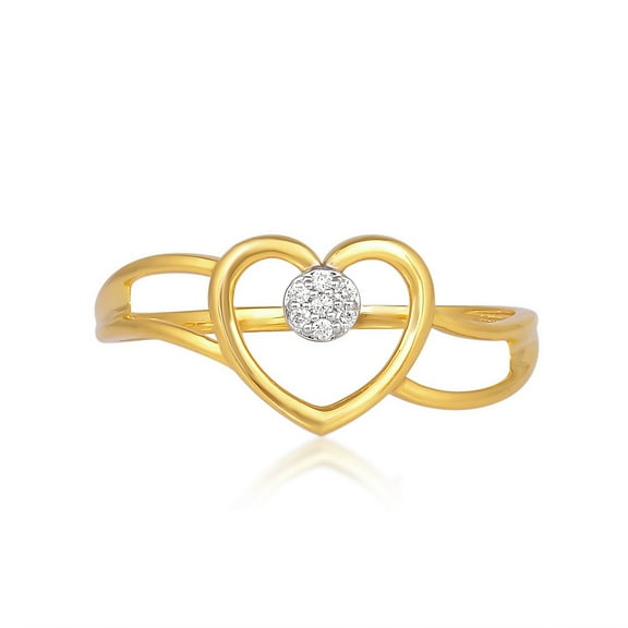 14K Gold Plated Diamond Heart Ring in 925 Sterling Silver