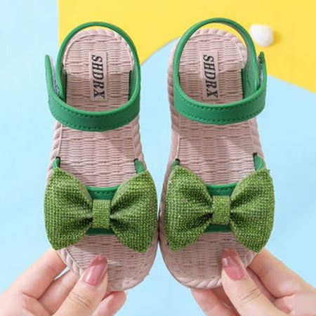 

〖Roliyen〗Toddler Shoes Toddler Kids Infant Girls Soild Bowknot Princress Shoes Soft Sole Non Slip First Walkers Prewalker Beach Shoes Sandals