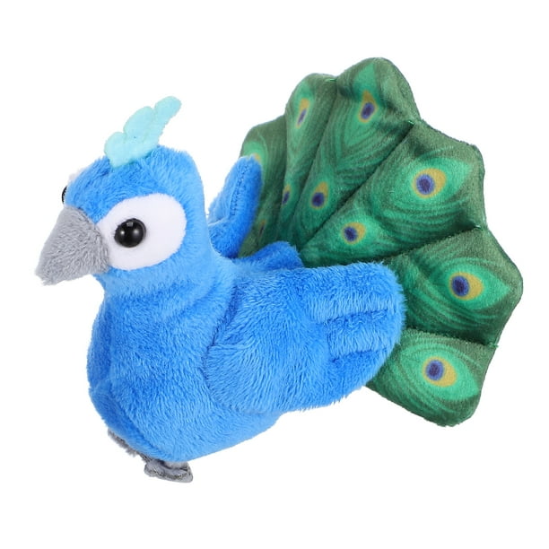 Mini marioneta de dedo de pavo real, marioneta de mano interactiva, accesorio para contar historias de animales para niños, lindas figuras de peluche, juguete para juegos de rol, recuerdo de fiesta